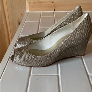 Stuart weitzman wedges- gold sparkle. Barely worn